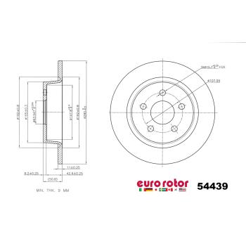 2022 Ford Transit Connect Disc Brake Rotor Rear Eurorotor 54439 image 1 of 1
