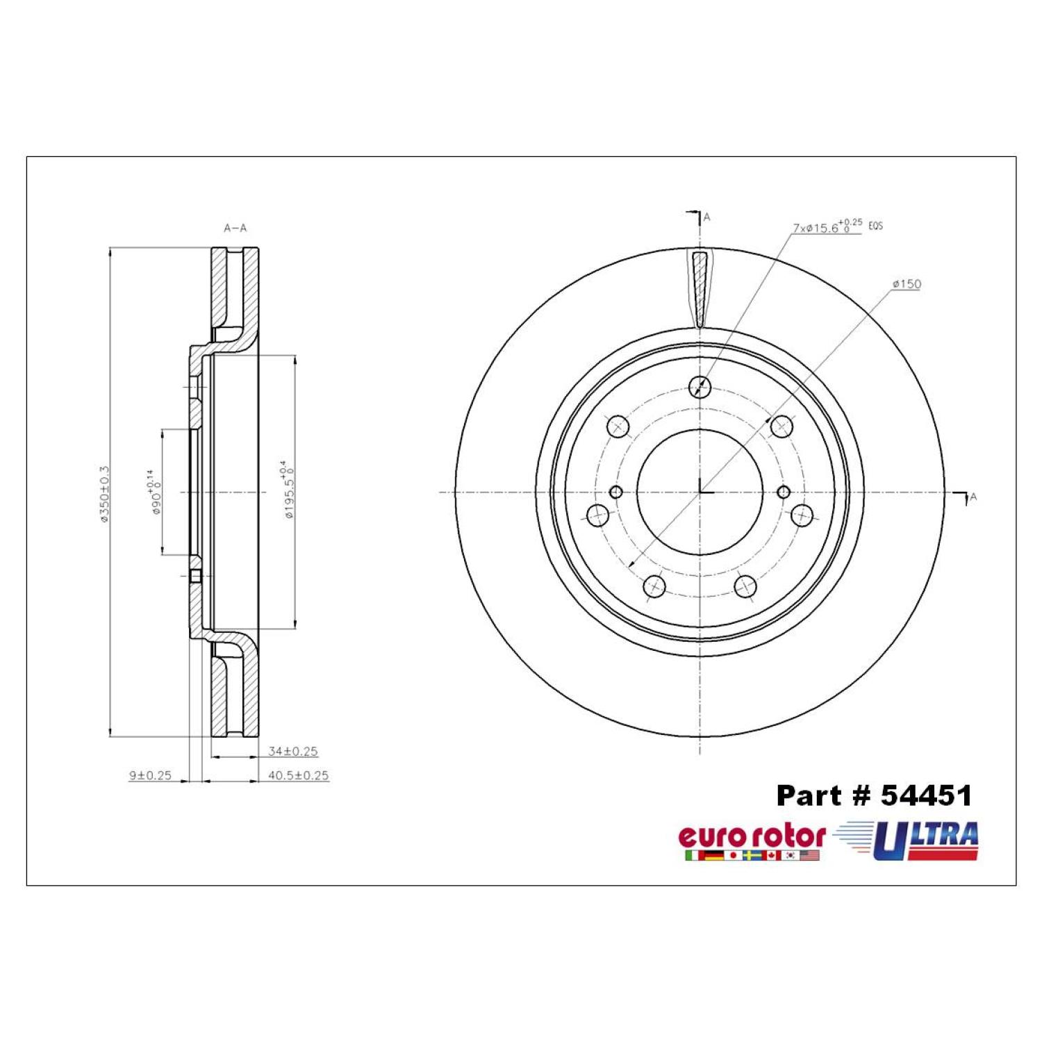 Eurorotor 54451 Disc Brake Rotor product image 1 of 1