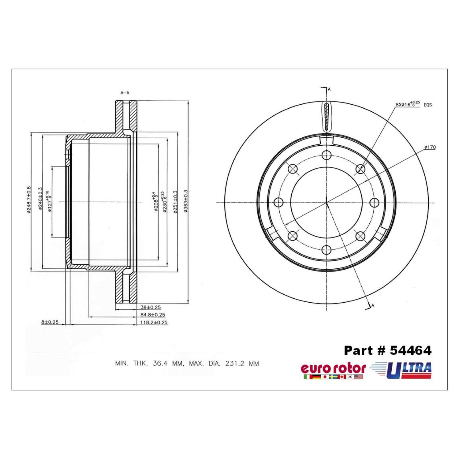 Eurorotor 54464 - Disc Brake Rotor Eurorotor 54464 Disc Brake Rotor product image 1 of 1