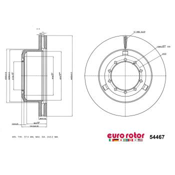 2019 Ford F-450 Super Duty Disc Brake Rotor Rear Eurorotor 54467 image 1 of 1