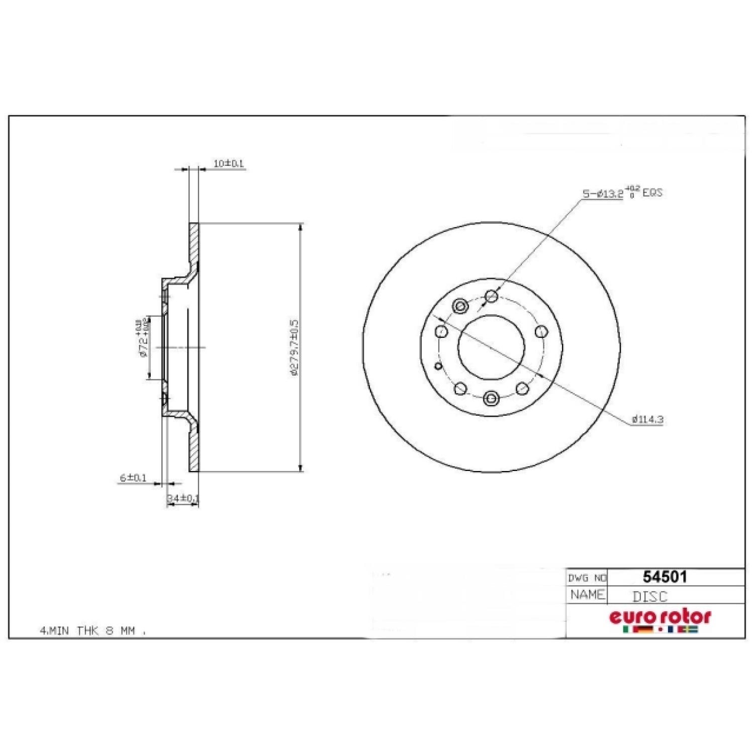 Eurorotor 54501 - Disc Brake Rotor Eurorotor 54501 Disc Brake Rotor product image 1 of 1