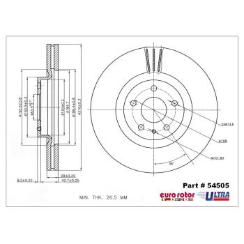 2016 Ford Fusion Disc Brake Rotor Front Eurorotor 54505 image 1 of 1