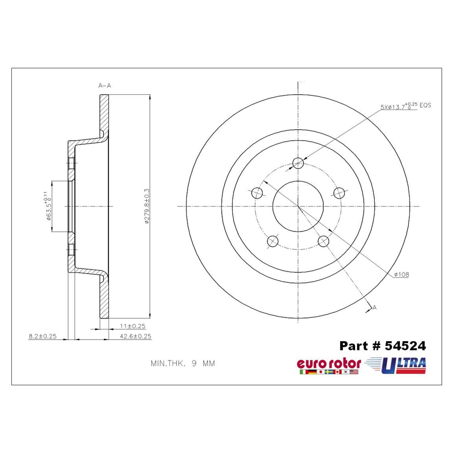 Eurorotor 54524 - Disc Brake Rotor Eurorotor 54524 Disc Brake Rotor product image 1 of 1