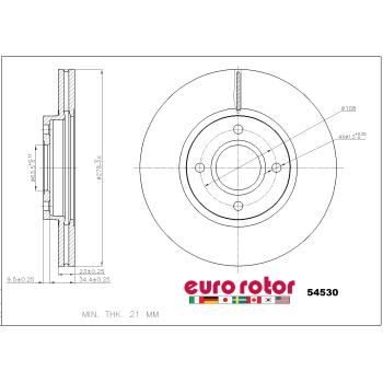 2019 Ford Fiesta Disc Brake Rotor Front Eurorotor 54530 image 1 of 1