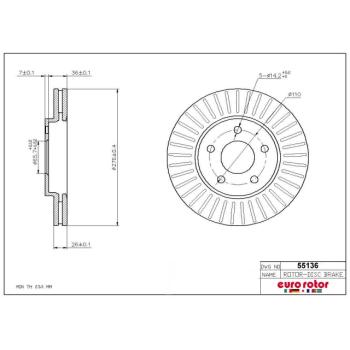 2006 Pontiac G6 Disc Brake Rotor Front Eurorotor 55136 image 1 of 1