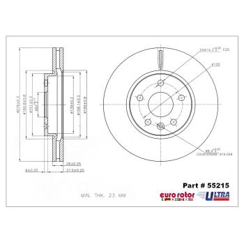 2017 Chevrolet Bolt EV Disc Brake Rotor Front Eurorotor 55215 image 1 of 1