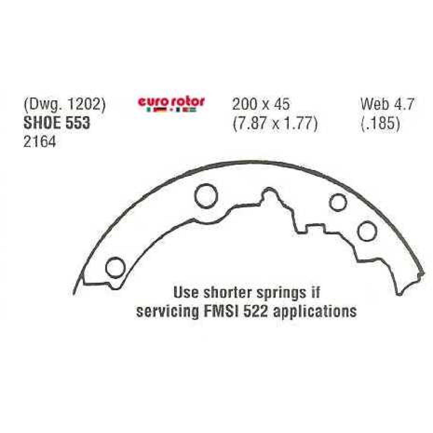 Eurorotor 553 - Drum Brake Shoe Eurorotor 553 Drum Brake Shoe product image 1 of 1