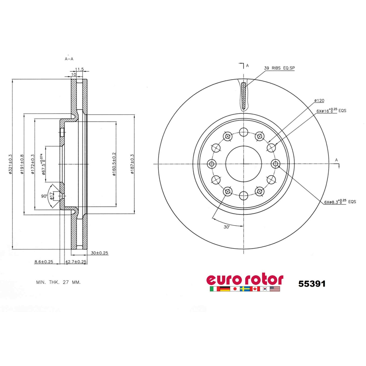Eurorotor 55391 - Disc Brake Rotor Eurorotor 55391 Disc Brake Rotor product image 1 of 1