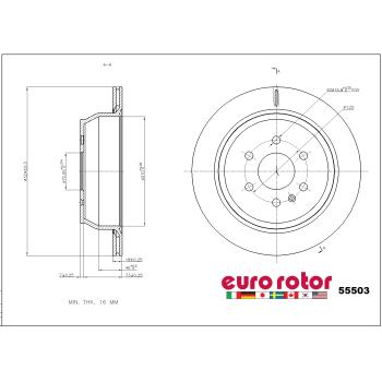 2015 GMC Canyon Disc Brake Rotor Rear Eurorotor 55503 image 1 of 1