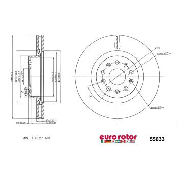 2014 Cadillac CTS Disc Brake Rotor Front Eurorotor 55633 image 1 of 1