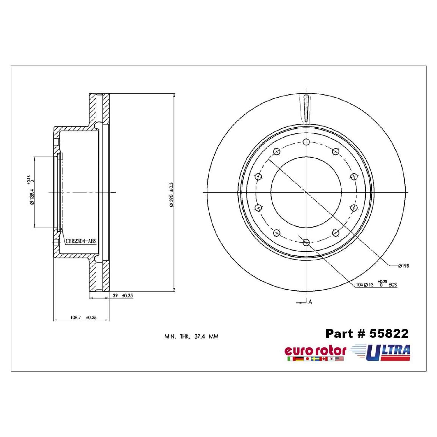 Eurorotor 55822 - Disc Brake Rotor Eurorotor 55822 Disc Brake Rotor product image 1 of 1