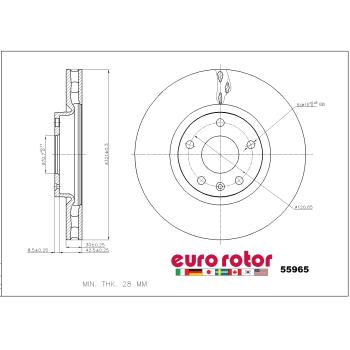 2016 Chevrolet Corvette Disc Brake Rotor Front Eurorotor 55965 image 1 of 1