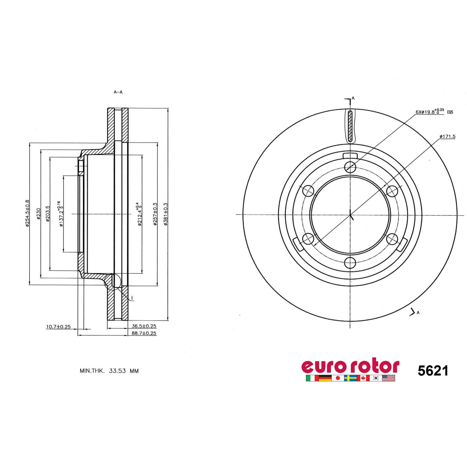 Eurorotor 5621 - Disc Brake Rotor Eurorotor 5621 Disc Brake Rotor product image 1 of 1