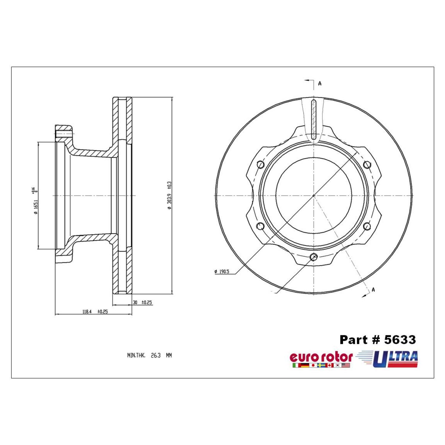 Eurorotor 5633 - Disc Brake Rotor Eurorotor 5633 Disc Brake Rotor product image 1 of 1