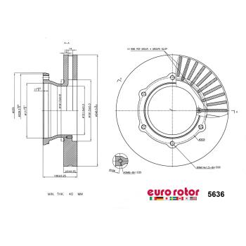2015 Hino 195 Disc Brake Rotor Rear Eurorotor 5636 image 1 of 1