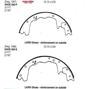 2002 Dodge Ram 3500 Van Drum Brake Shoe Rear Eurorotor 583R image 1 of 1