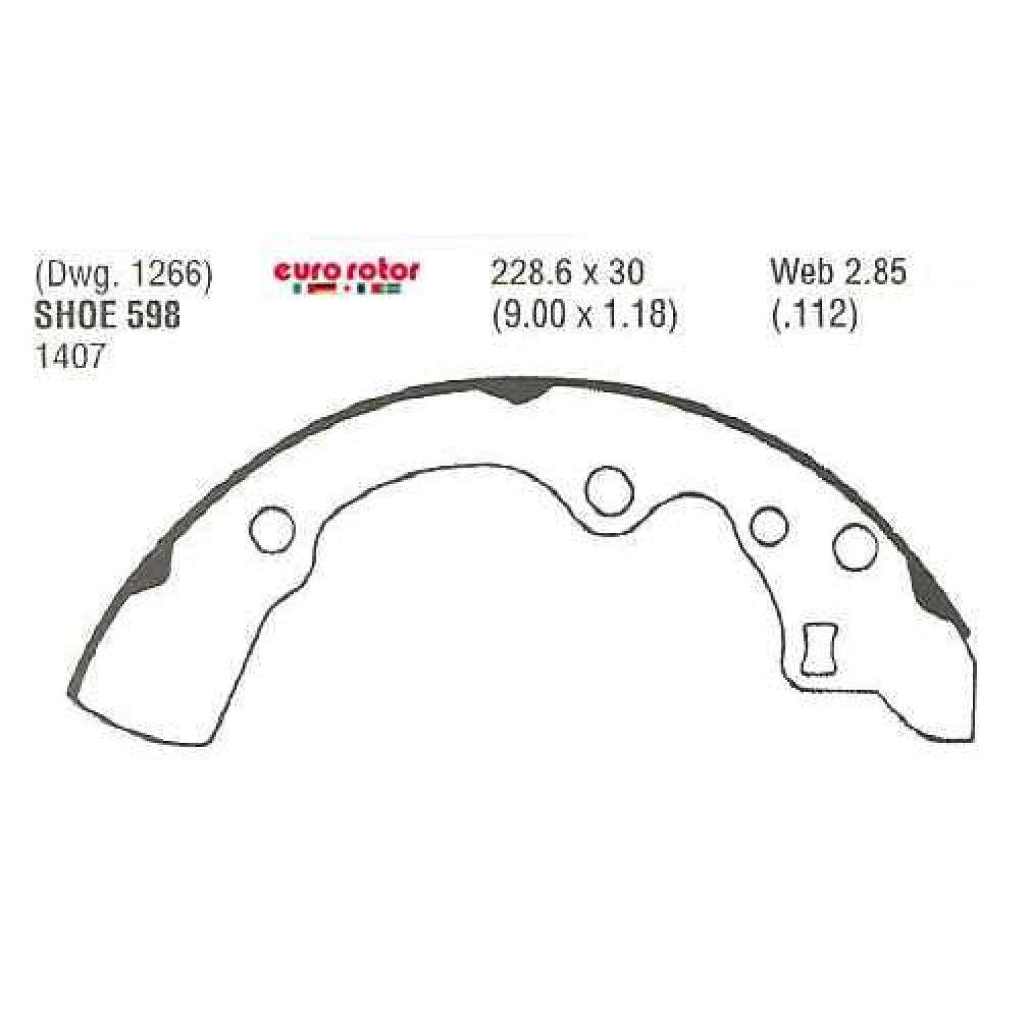 Eurorotor 598 - Drum Brake Shoe Eurorotor 598 Drum Brake Shoe product image 1 of 1