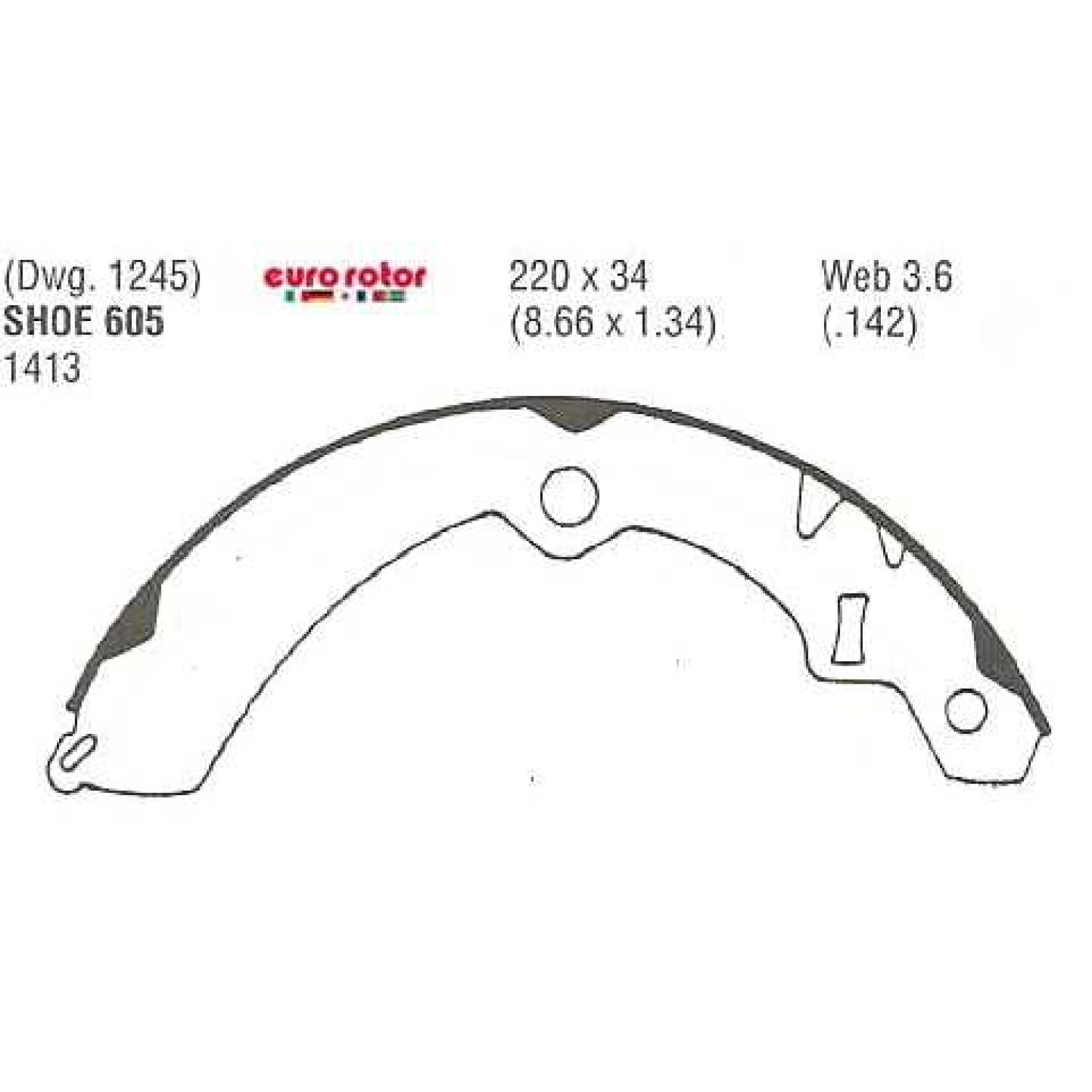 Eurorotor 605 - Drum Brake Shoe Eurorotor 605 Drum Brake Shoe product image 1 of 1