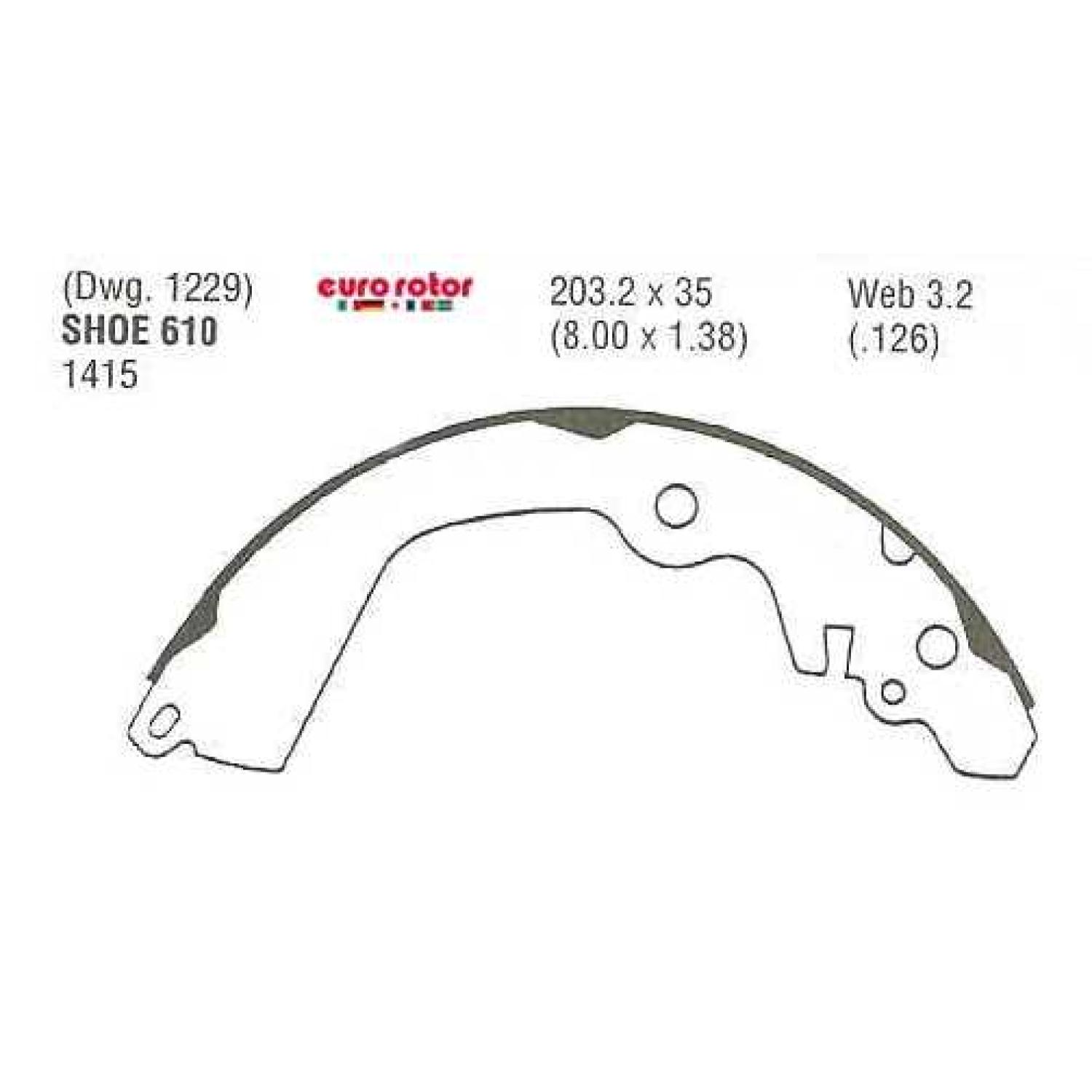 Eurorotor 610 - Drum Brake Shoe Eurorotor 610 Drum Brake Shoe product image 1 of 1