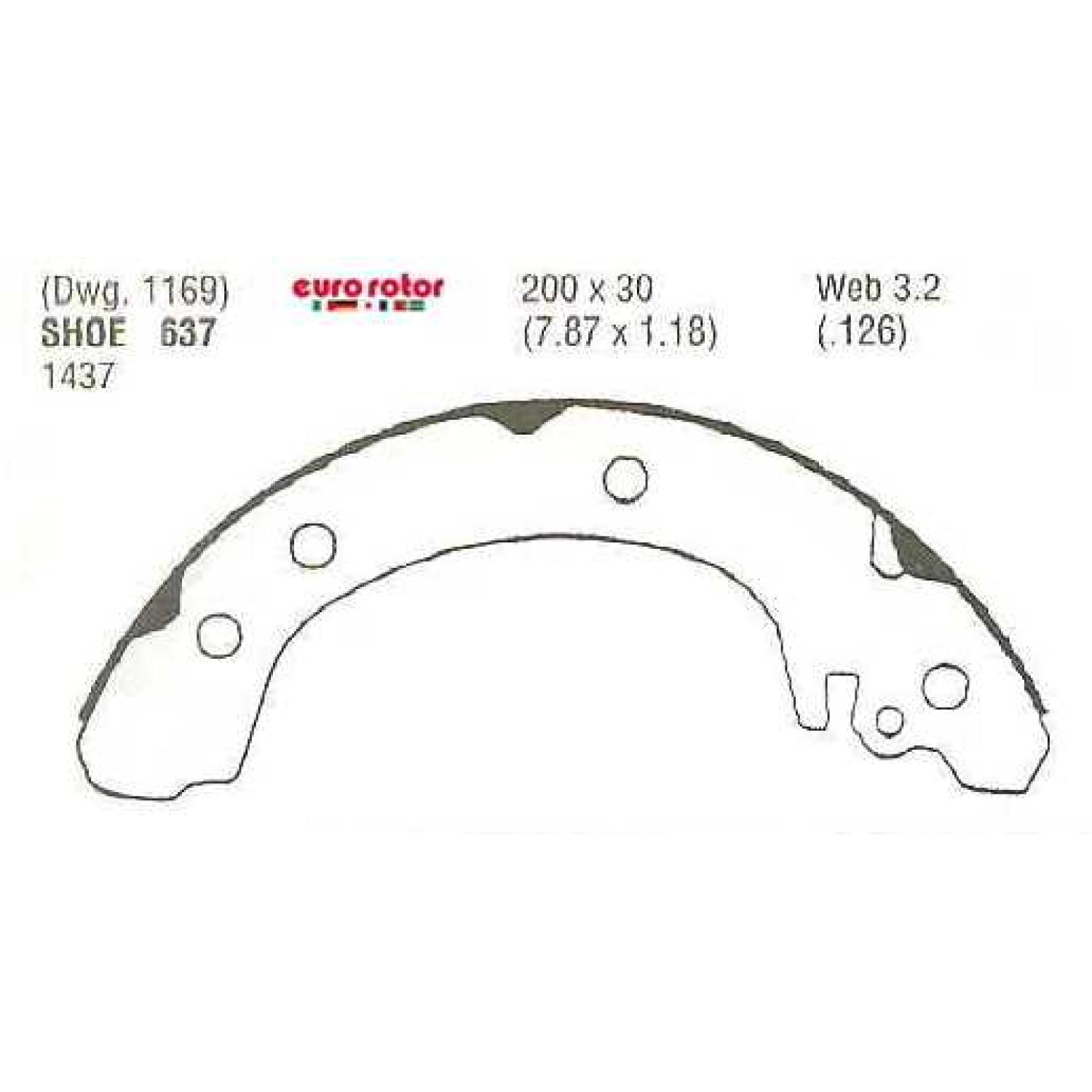 Eurorotor 637 - Drum Brake Shoe Eurorotor 637 Drum Brake Shoe product image 1 of 1