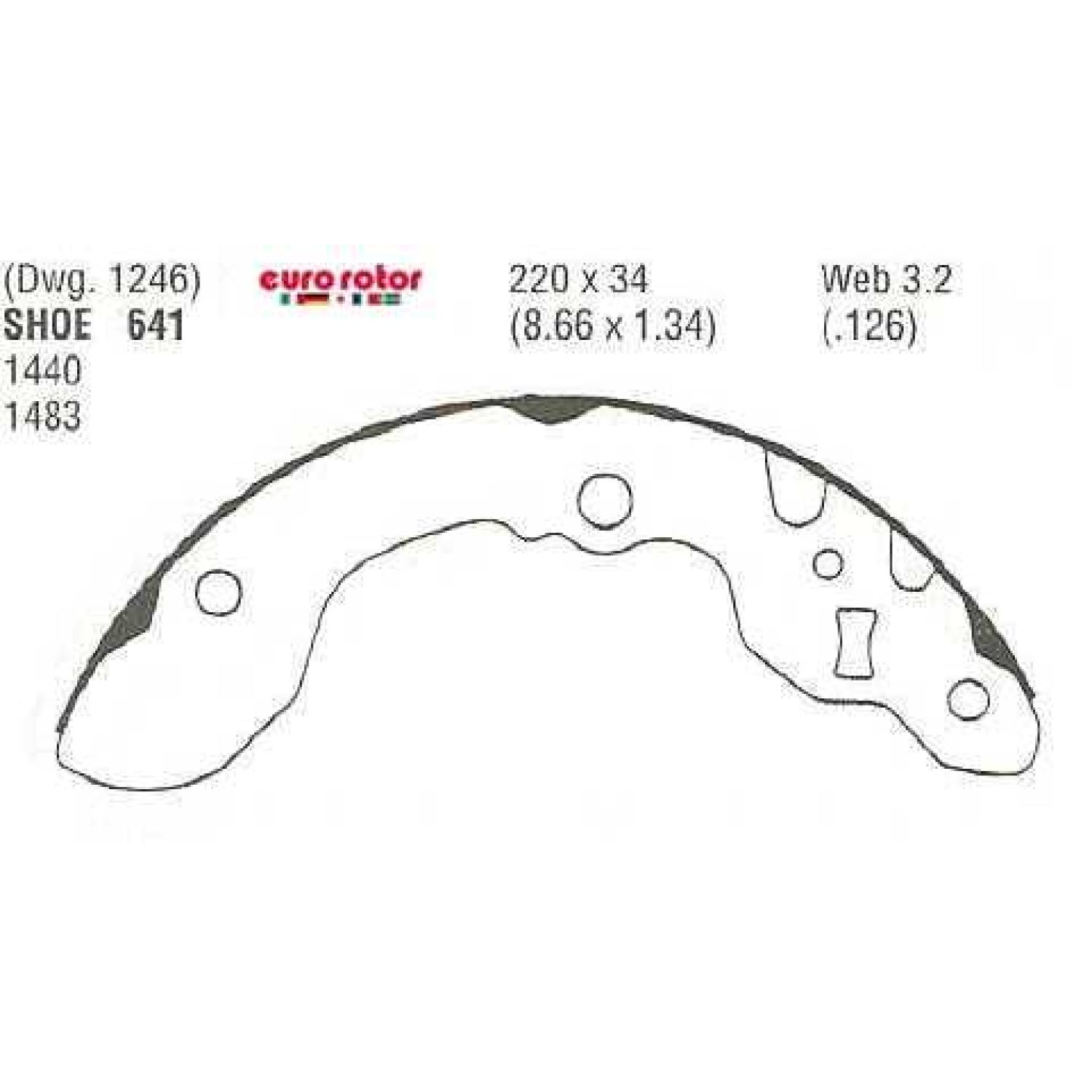 Eurorotor 641 - Drum Brake Shoe Eurorotor 641 Drum Brake Shoe product image 1 of 1