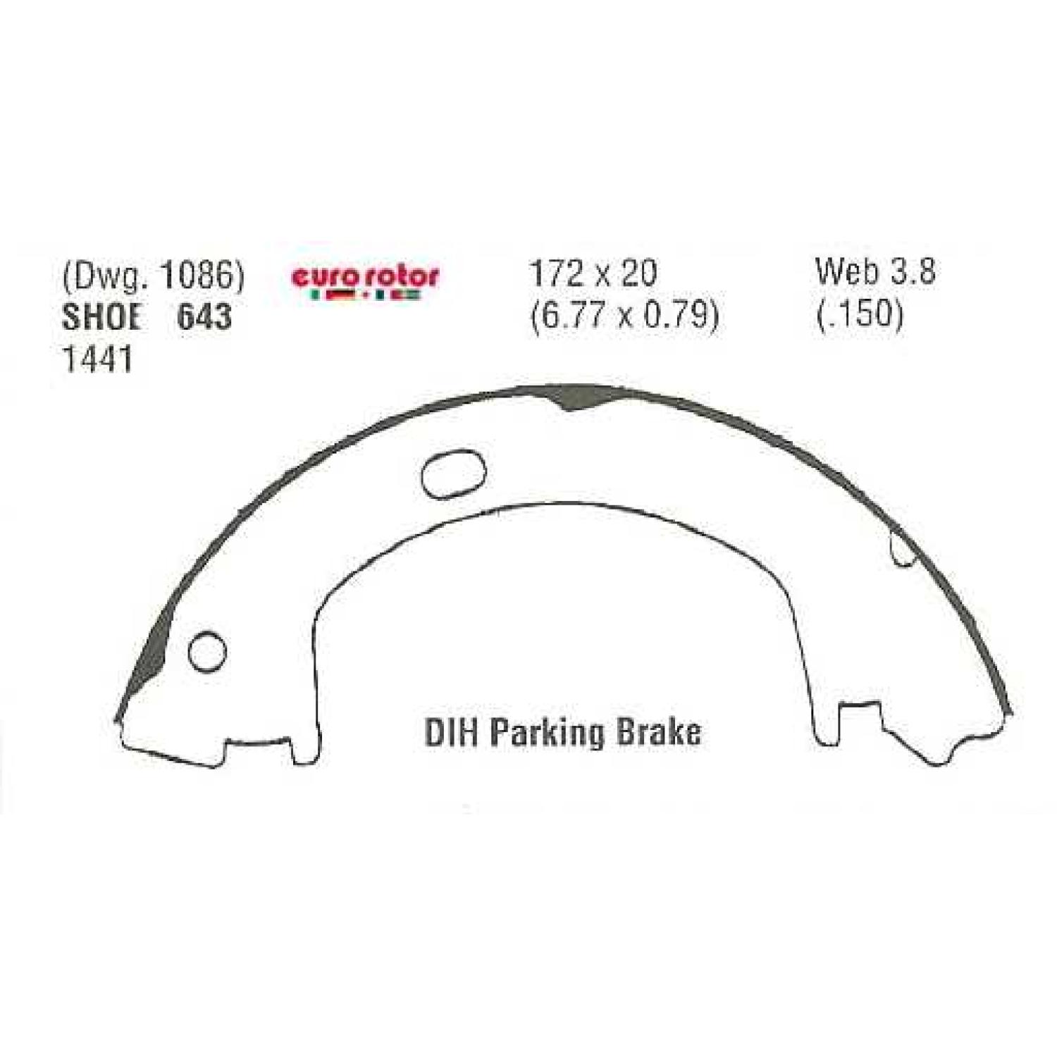 Eurorotor 643 - Parking Brake Shoe Eurorotor 643 Parking Brake Shoe product image 1 of 1
