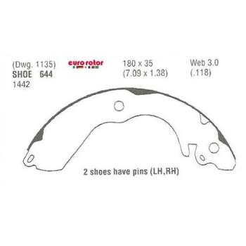 1996 Mitsubishi Mirage Drum Brake Shoe Rear Eurorotor 644 image 1 of 1