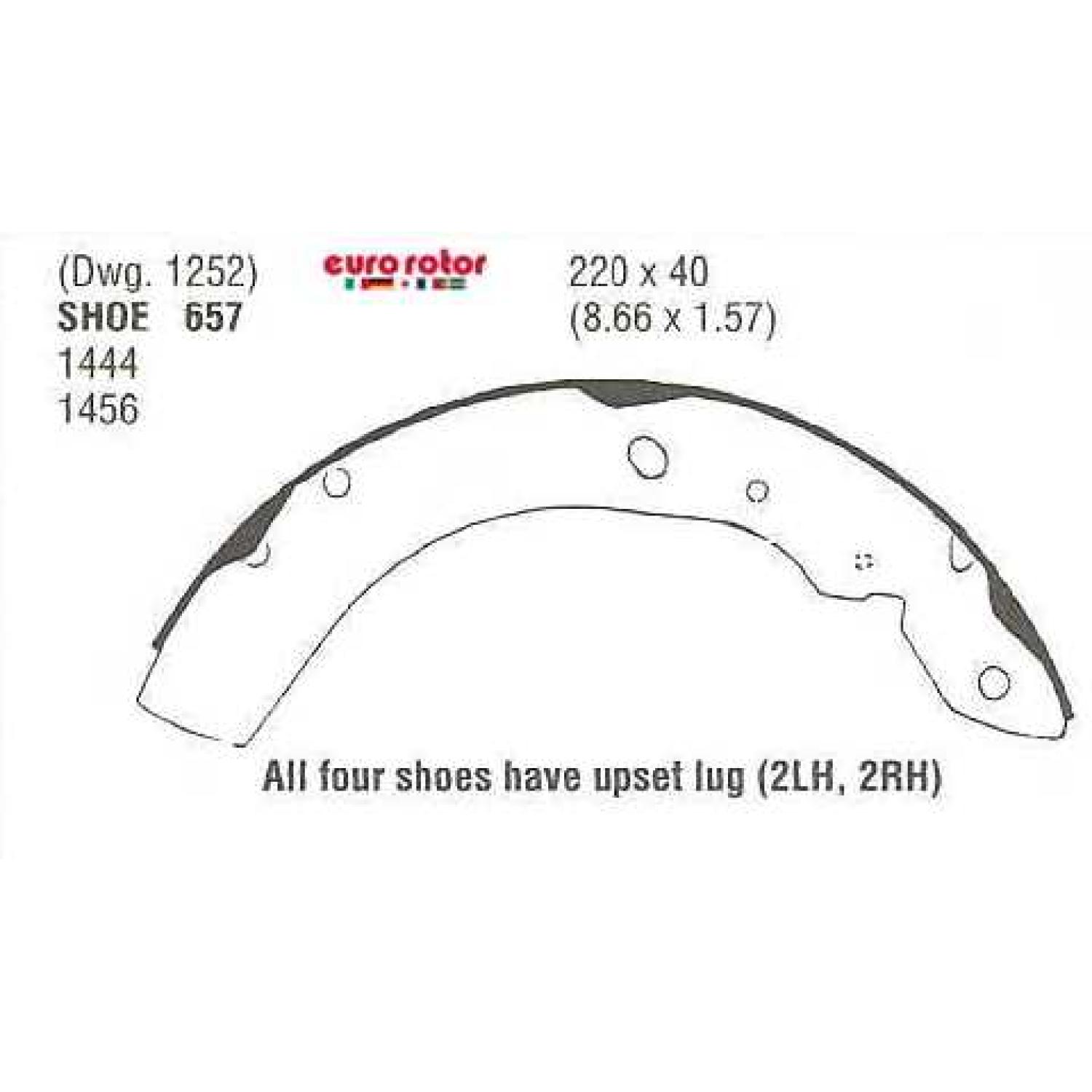 Eurorotor 657 - Drum Brake Shoe Eurorotor 657 Drum Brake Shoe product image 1 of 1