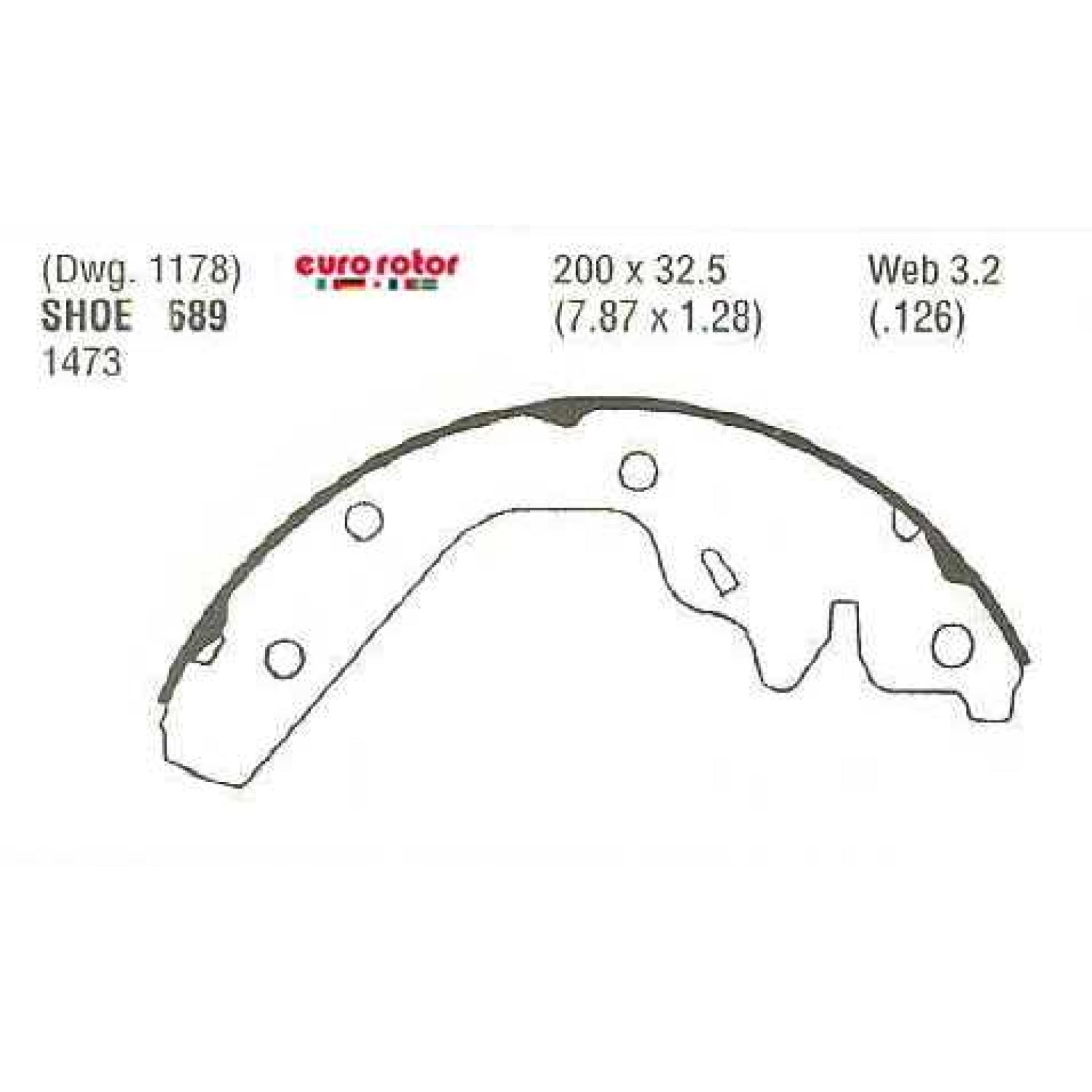 Eurorotor 689R - Drum Brake Shoe Eurorotor 689R Drum Brake Shoe product image 1 of 1