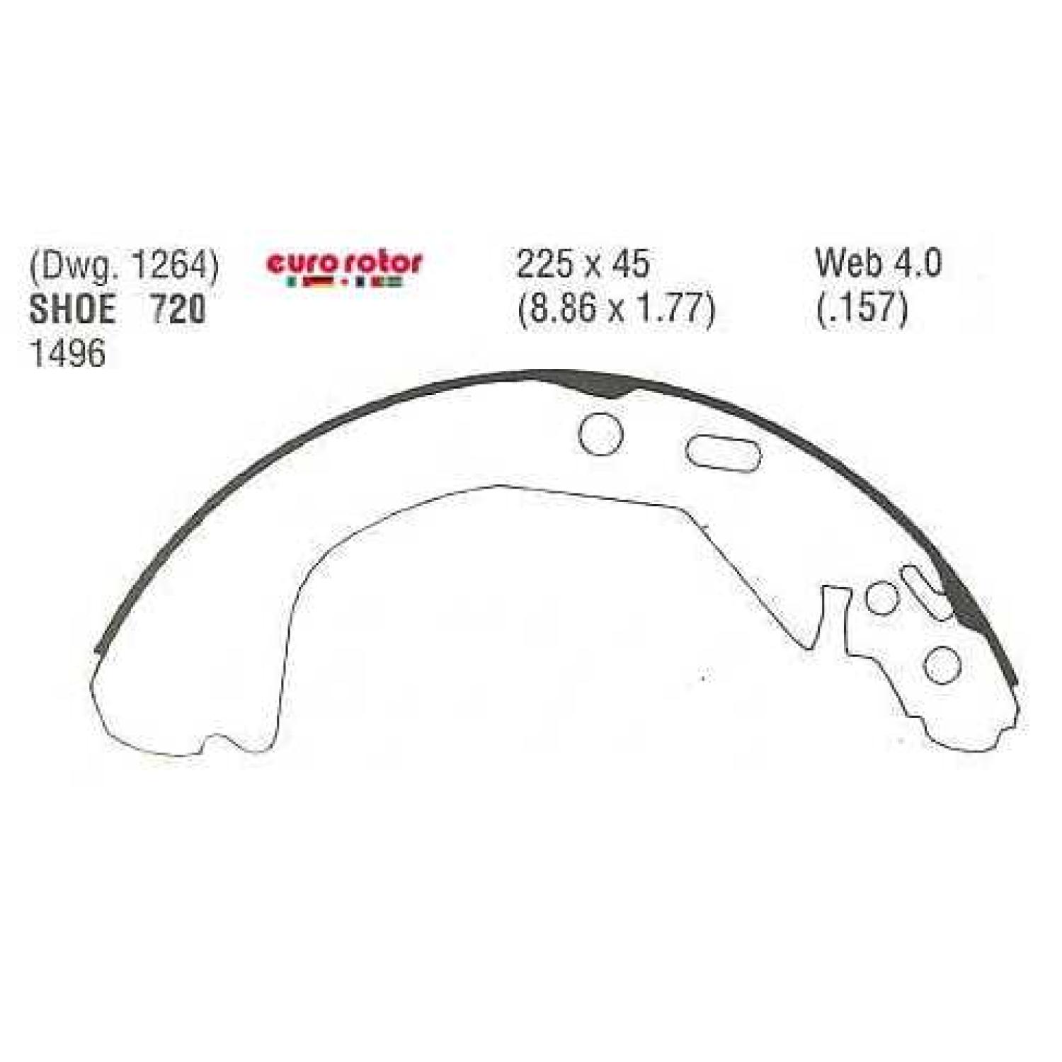 Eurorotor 720 - Drum Brake Shoe Eurorotor 720 Drum Brake Shoe product image 1 of 1
