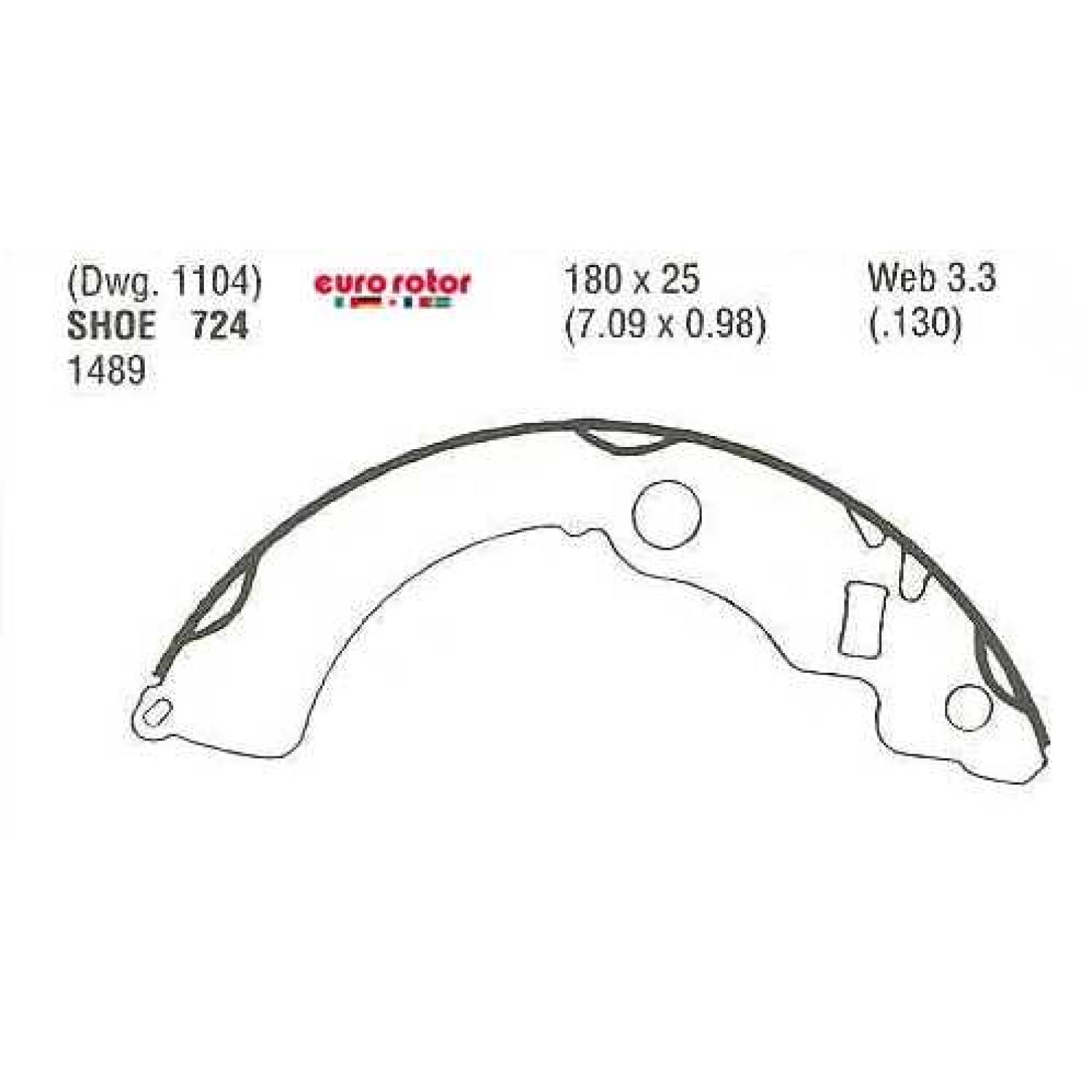 Eurorotor 724 - Drum Brake Shoe Eurorotor 724 Drum Brake Shoe product image 1 of 1