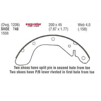 2001 Daewoo Nubira Drum Brake Shoe Rear Eurorotor 740 image 1 of 1