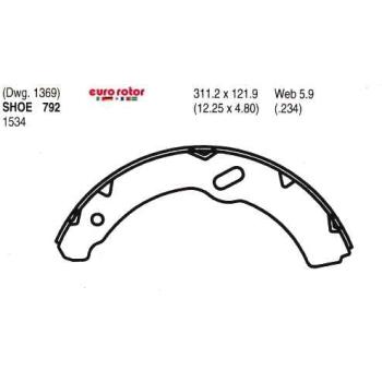 2019 Isuzu NQR Drum Brake Shoe Rear Eurorotor 792R image 1 of 1