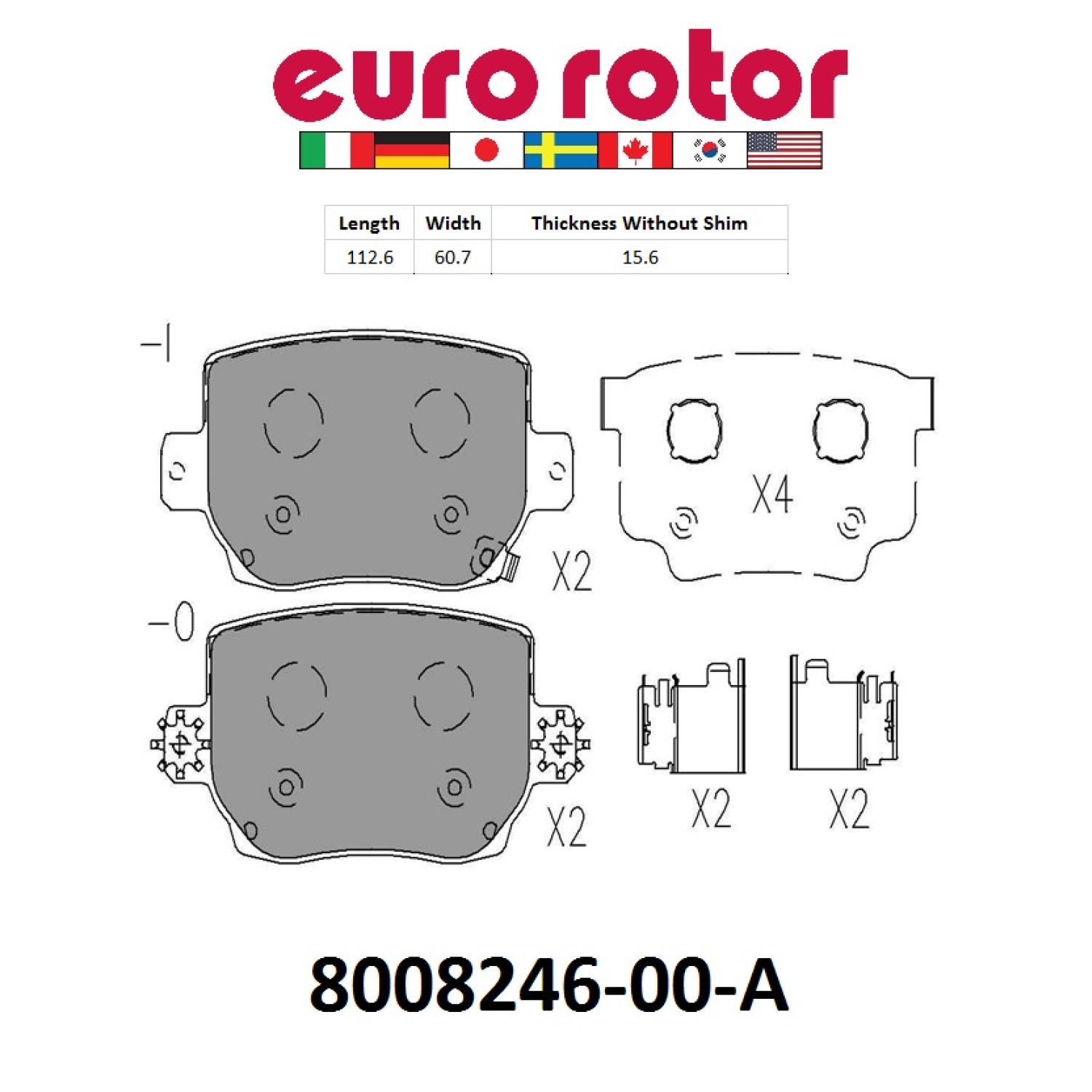 Eurorotor 800824600A - Disc Brake Pad Eurorotor 800824600A Disc Brake Pad product image 1 of 1