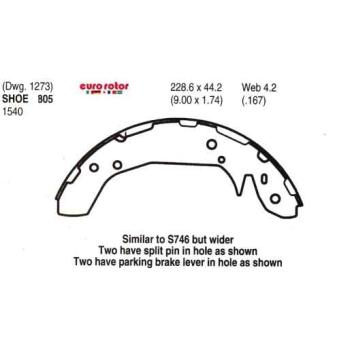 2004 Kia Magentis Drum Brake Shoe Rear Eurorotor 805 image 1 of 1
