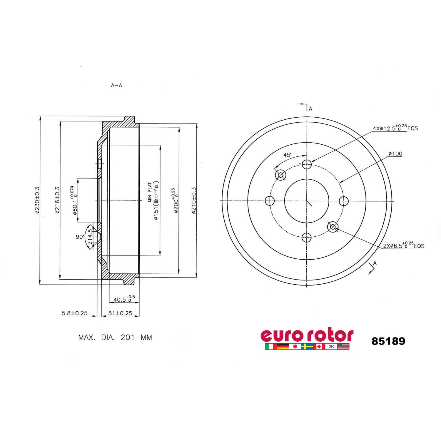 Eurorotor 85189 Brake Drum product image 1 of 1