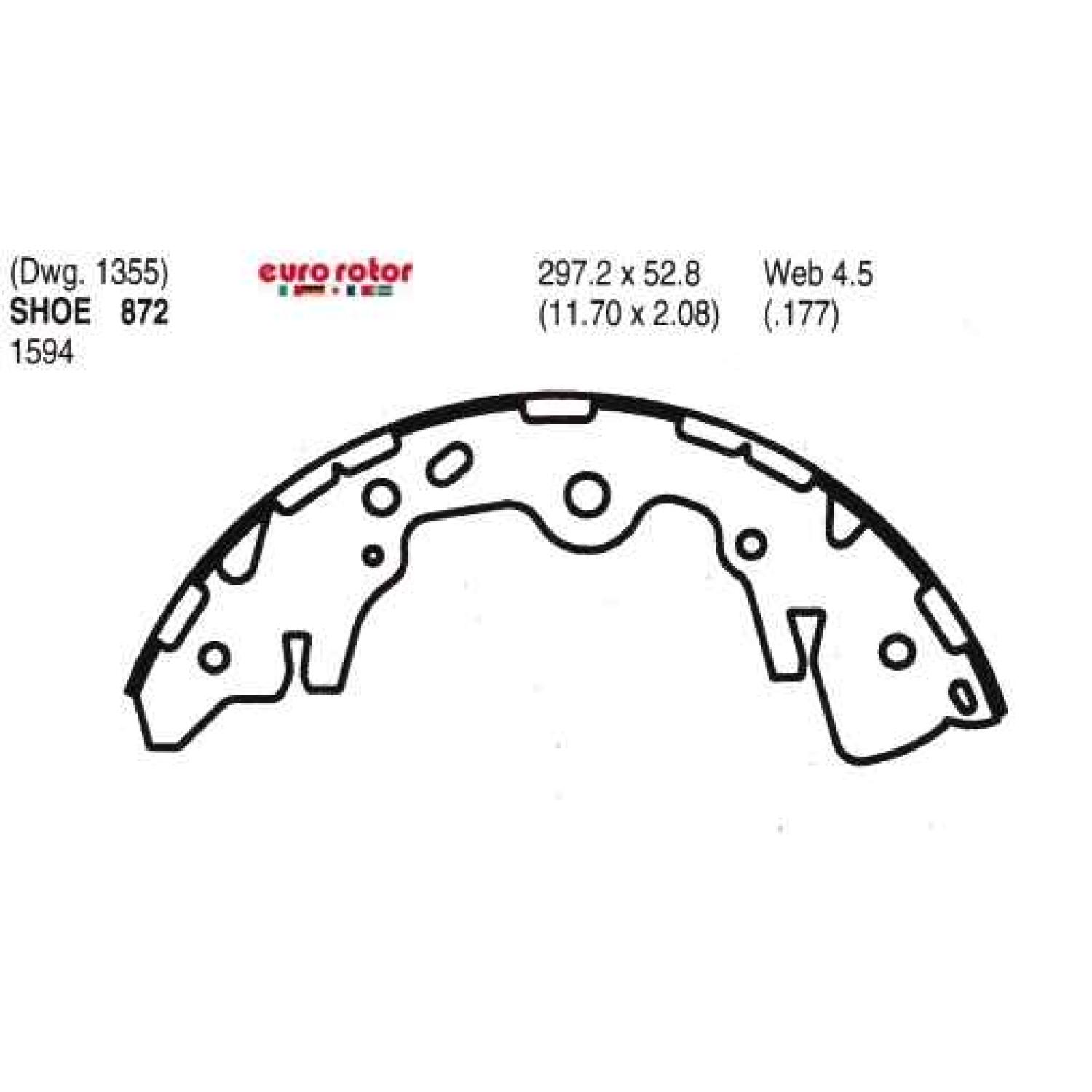 Eurorotor 872 - Drum Brake Shoe Eurorotor 872 Drum Brake Shoe product image 1 of 1