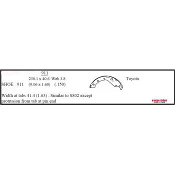 2004 Toyota Camry Drum Brake Shoe Rear Eurorotor 911 image 1 of 1