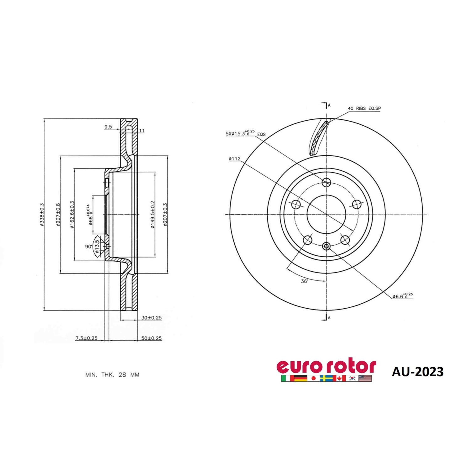Eurorotor AU2023 - Disc Brake Rotor Eurorotor AU2023 Disc Brake Rotor product image 1 of 1