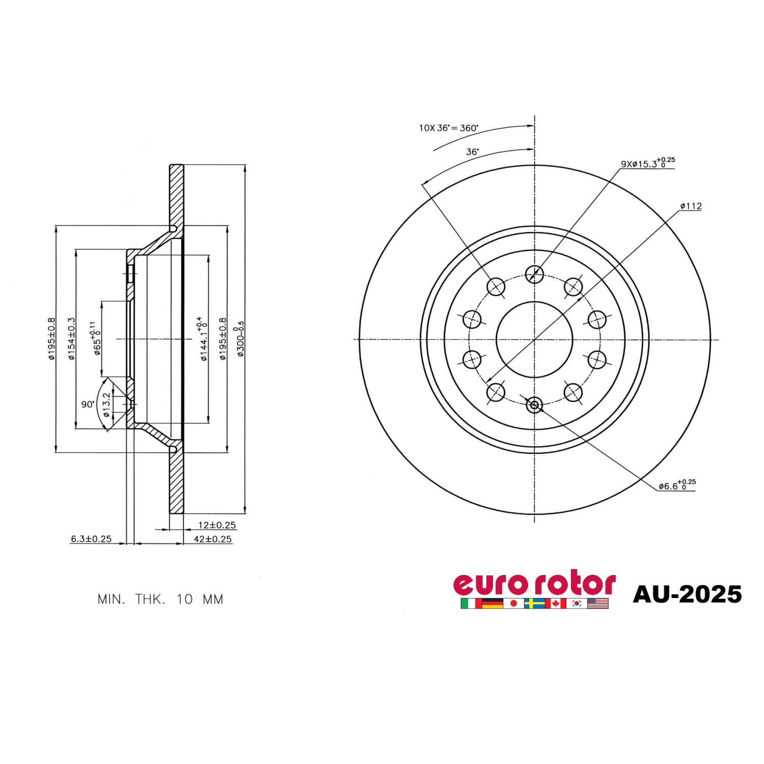 Eurorotor AU2025 - Disc Brake Rotor Eurorotor AU2025 Disc Brake Rotor product image 1 of 1