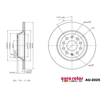 2017 Audi Q3 Disc Brake Rotor Rear Eurorotor AU2025 image 1 of 1