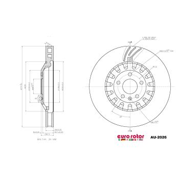 2021 Audi A6 Quattro Disc Brake Rotor Front Eurorotor AU2026 image 1 of 1