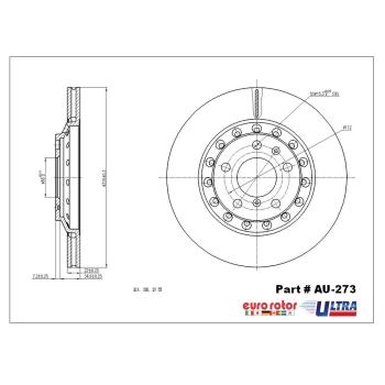 2007 Audi A8 Quattro Disc Brake Rotor Rear Eurorotor AU273 image 1 of 1