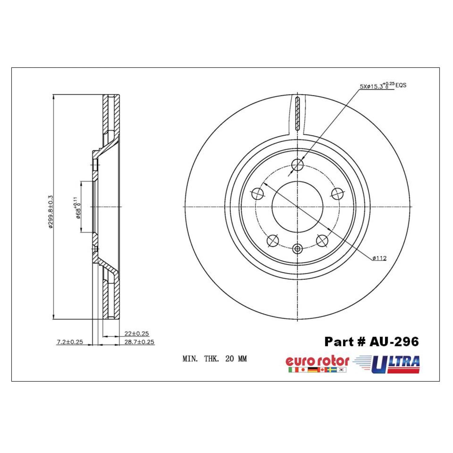 Eurorotor AU296 - Disc Brake Rotor Eurorotor AU296 Disc Brake Rotor product image 1 of 1