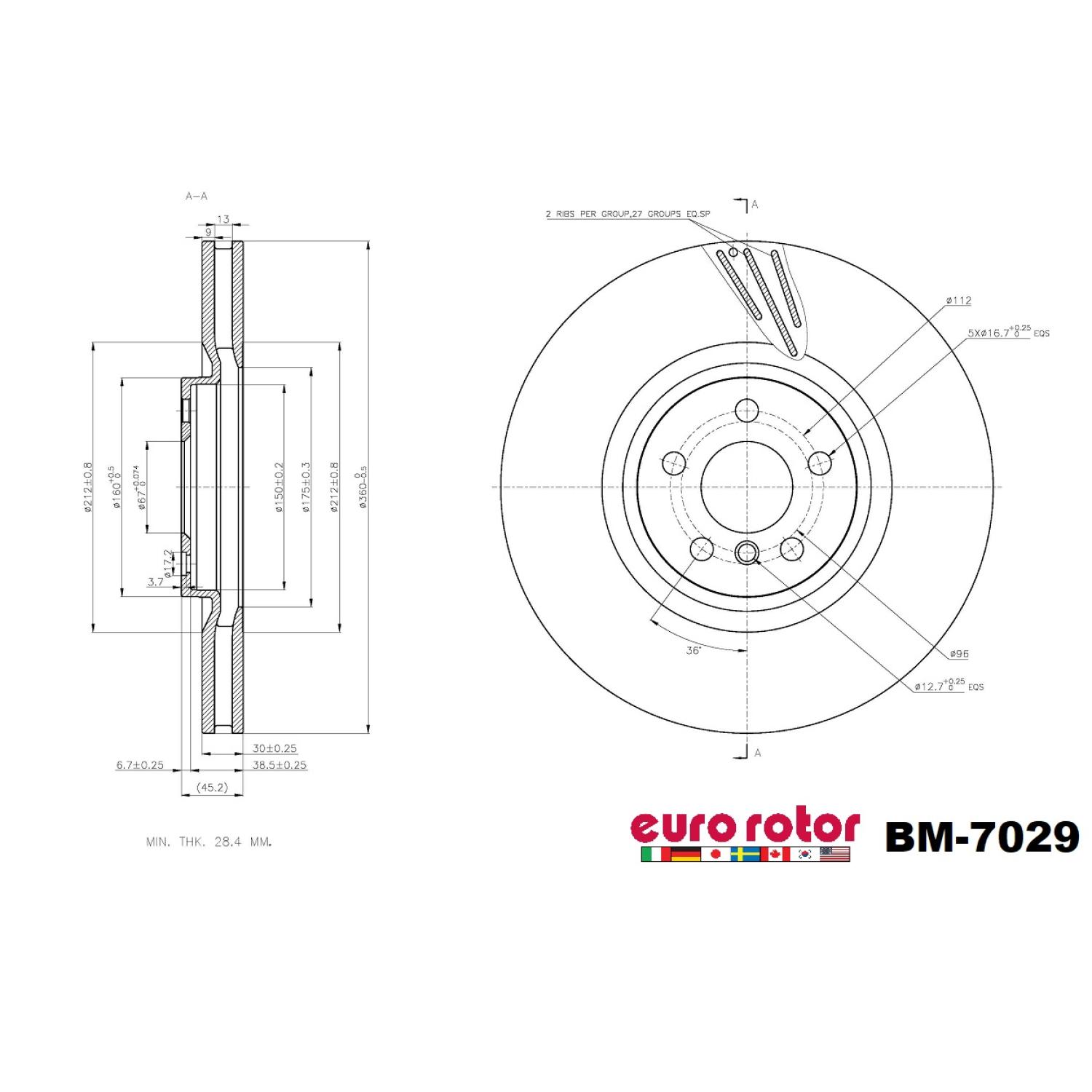 Eurorotor BM7029 Disc Brake Rotor product image 1 of 1