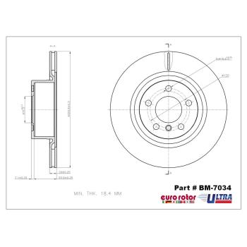 2017 BMW X3 Disc Brake Rotor Rear Eurorotor BM7034 image 1 of 1