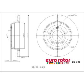 2015 BMW X1 Disc Brake Rotor Rear Eurorotor BM746 image 1 of 1