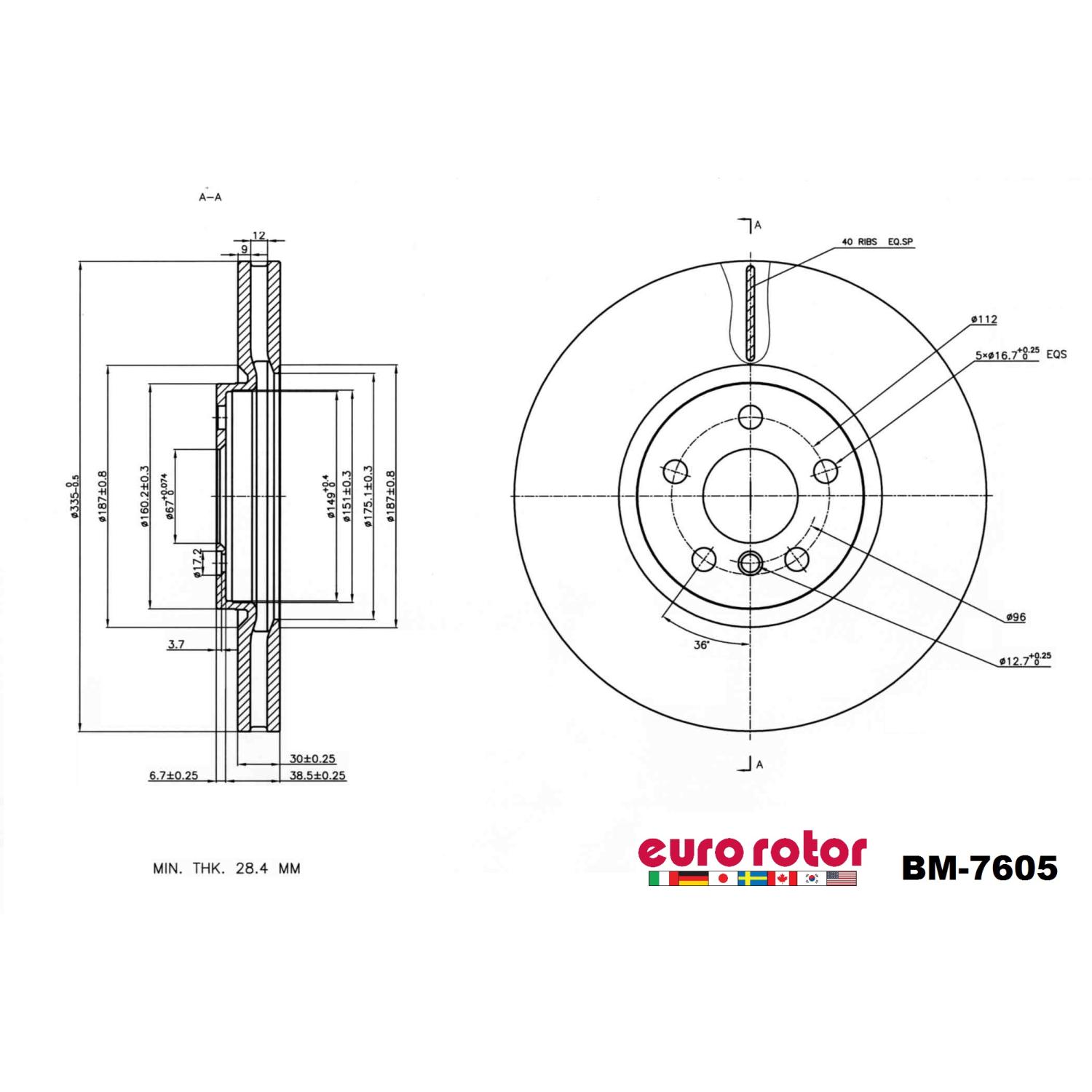 Eurorotor BM7605 - Disc Brake Rotor Eurorotor BM7605 Disc Brake Rotor product image 1 of 1