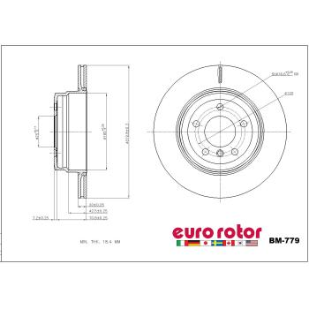 2011 BMW X5 Disc Brake Rotor Rear Eurorotor BM779 image 1 of 1