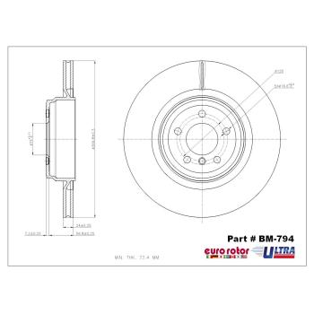 2014 BMW ActiveHybrid 7 Disc Brake Rotor Rear Eurorotor BM794 image 1 of 1